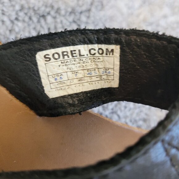 Sorel Lake Slide Womens Size 8.5 Black Leather Thong Sandal Flip Flops 16330 - Picture 8 of 9